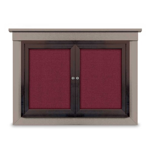 36"x36" 1-Door Enclosed Letterboard, Green Felt/Lt Oak